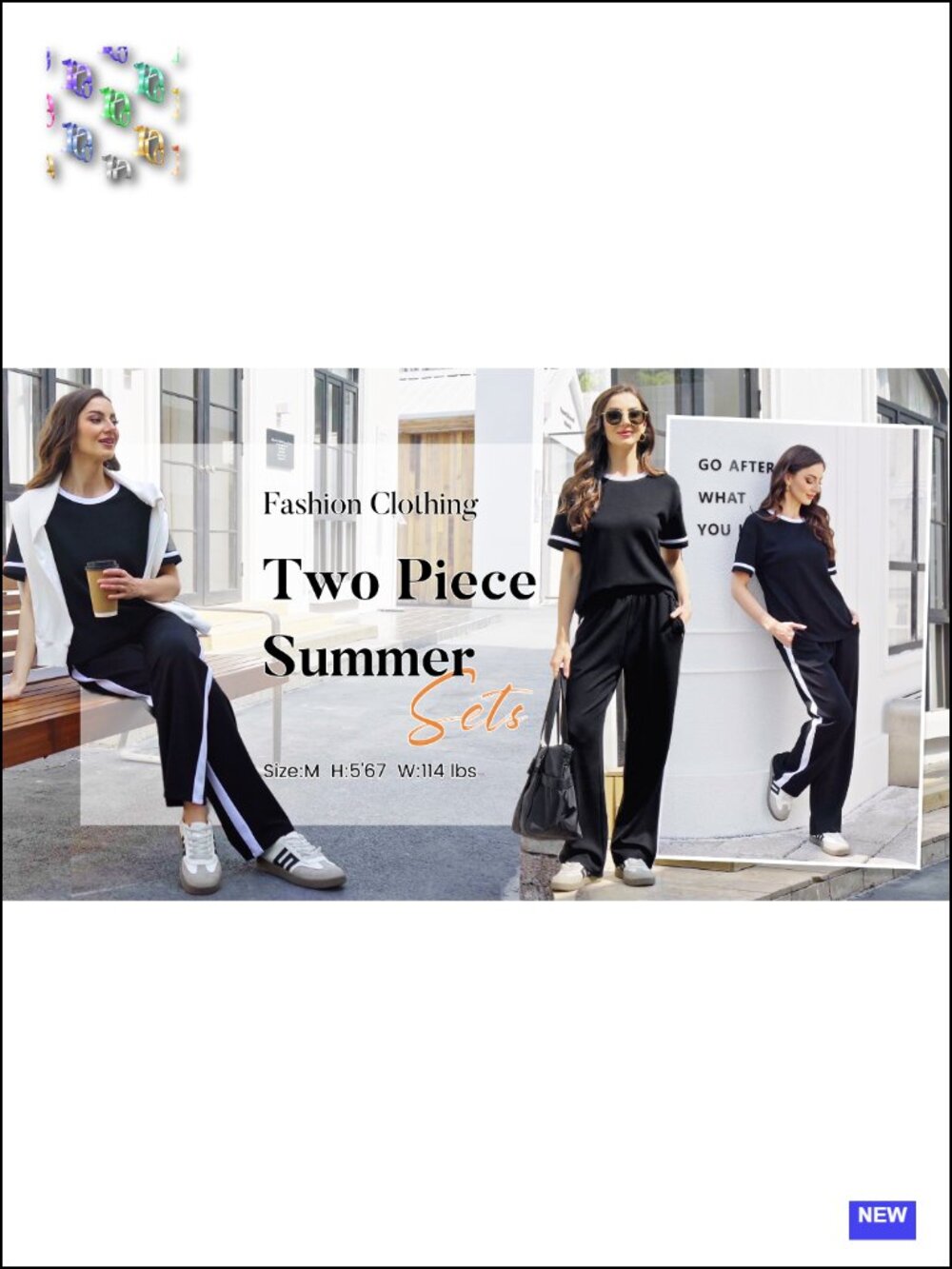 Women's 2 Piece Lounge Set Short Sleeve Crew Neck Top Wide Leg Pants with - Picture 6 of 6